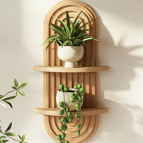 1/2 Estantería Flotante Minimalista de Pared – Diseño Arqueado Moderno