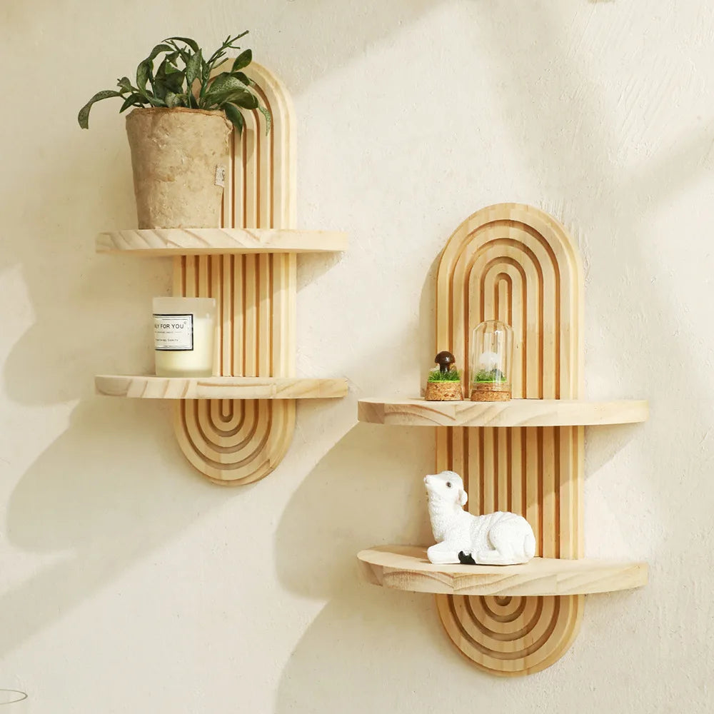 1/2 Estantería Flotante Minimalista de Pared – Diseño Arqueado Moderno