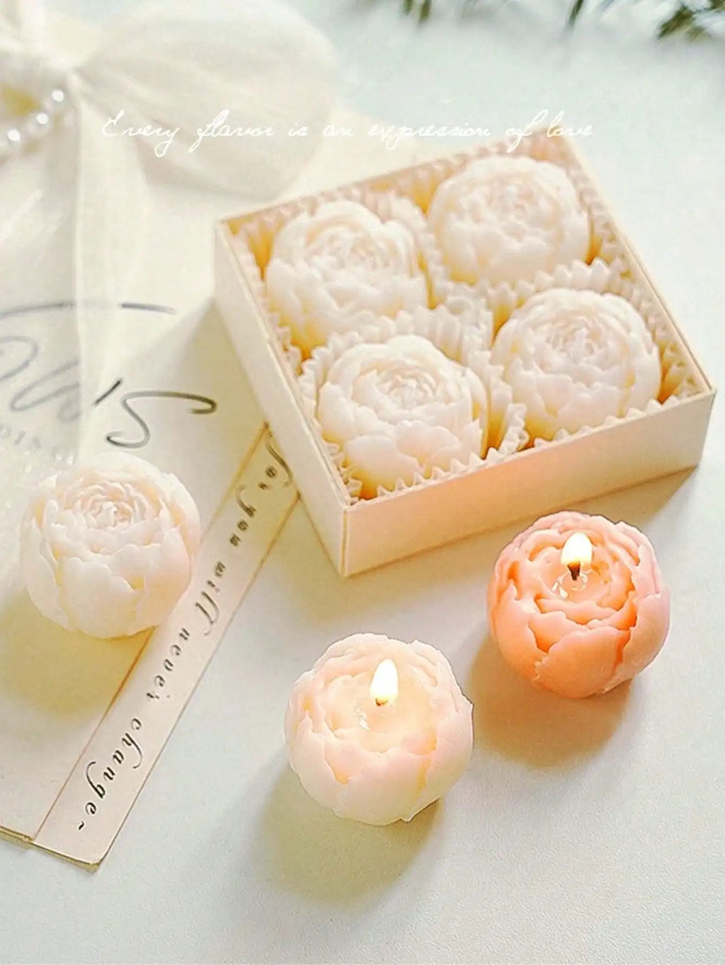 Juego de 4 velas aromáticas de rosas hechas a mano, velas con aroma a ramo hechas a mano, decoración para el hogar, ideales como regalo de San Valentín.