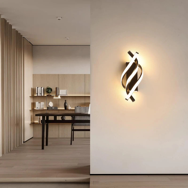 Lámpara LED de Pared Moderna con Diseño Espiral para Dormitorio, Sala y Pasillo