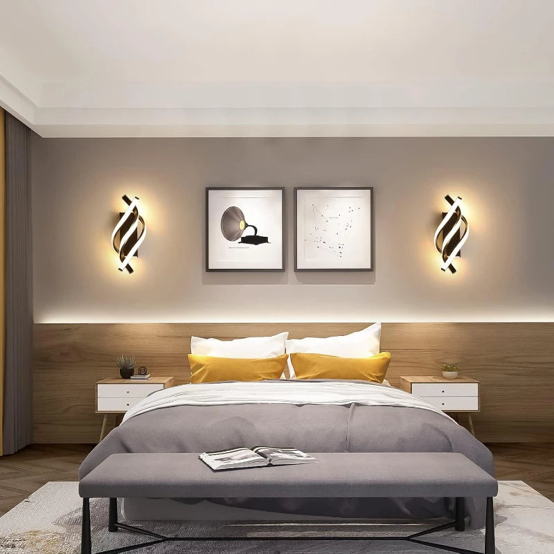 Lámpara LED de Pared Moderna con Diseño Espiral para Dormitorio, Sala y Pasillo