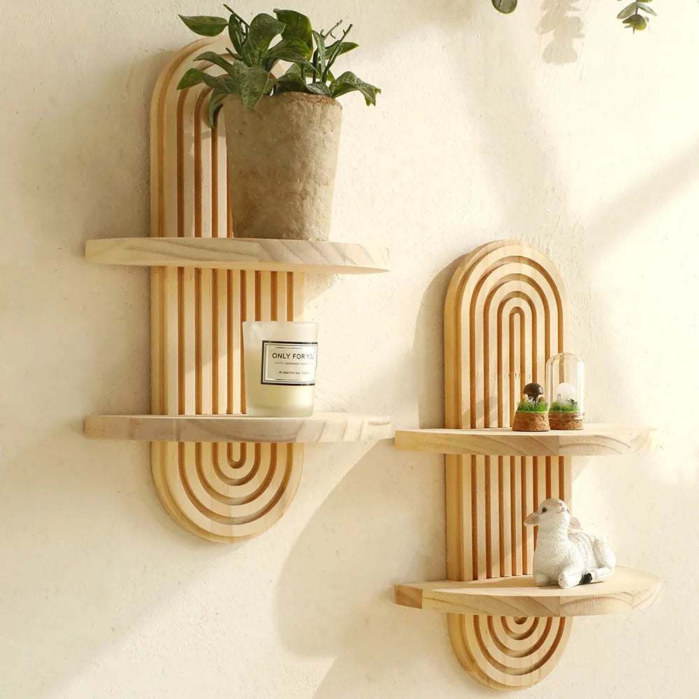 1/2 Estantería Flotante Minimalista de Pared – Diseño Arqueado Moderno