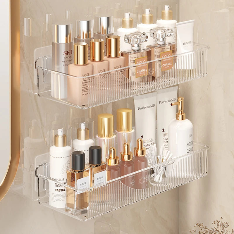 Organizador de Pared para Cosméticos y Skincare | Estante Adhesivo para Baño sin Perforar