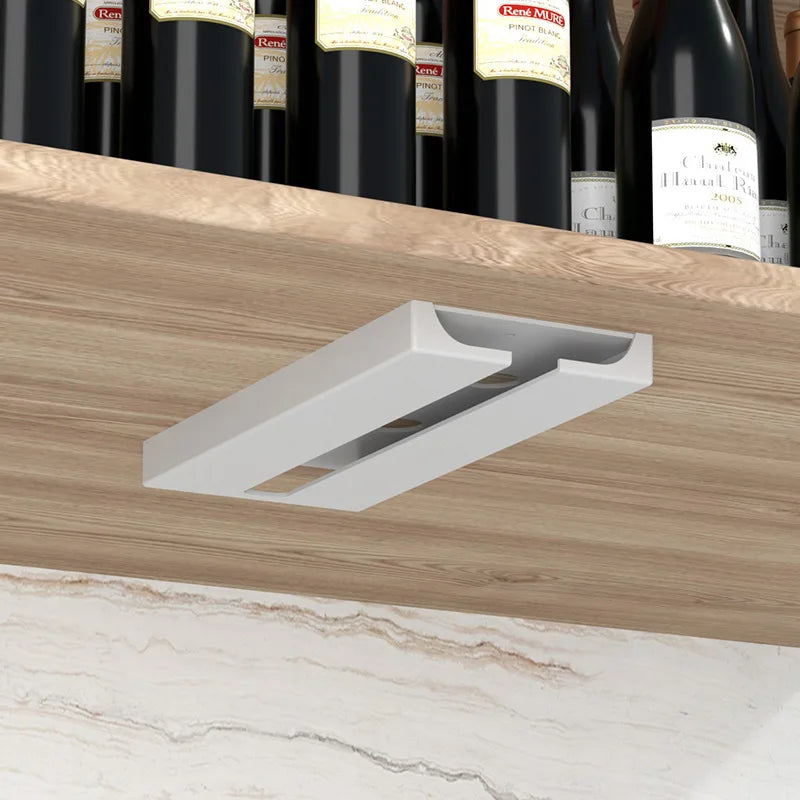Soporte Colgante para Copas de Vino sin Perforar | Organizador Bajo Gabinete para Cocina y Bar